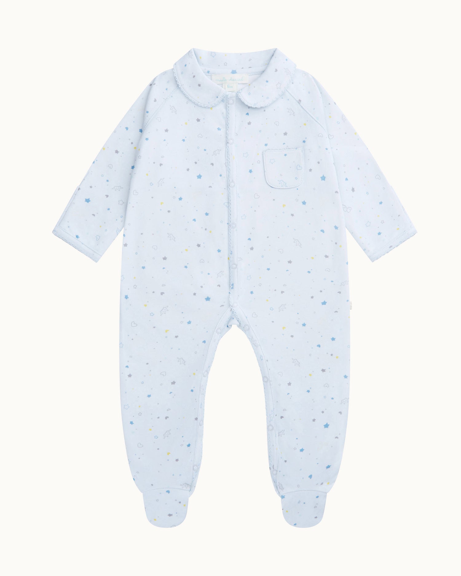 Star & Crown Organic Cotton Sleepsuit - Blue