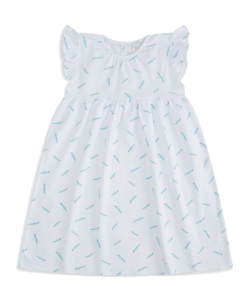 Feather Print Nightgown - Aqua
