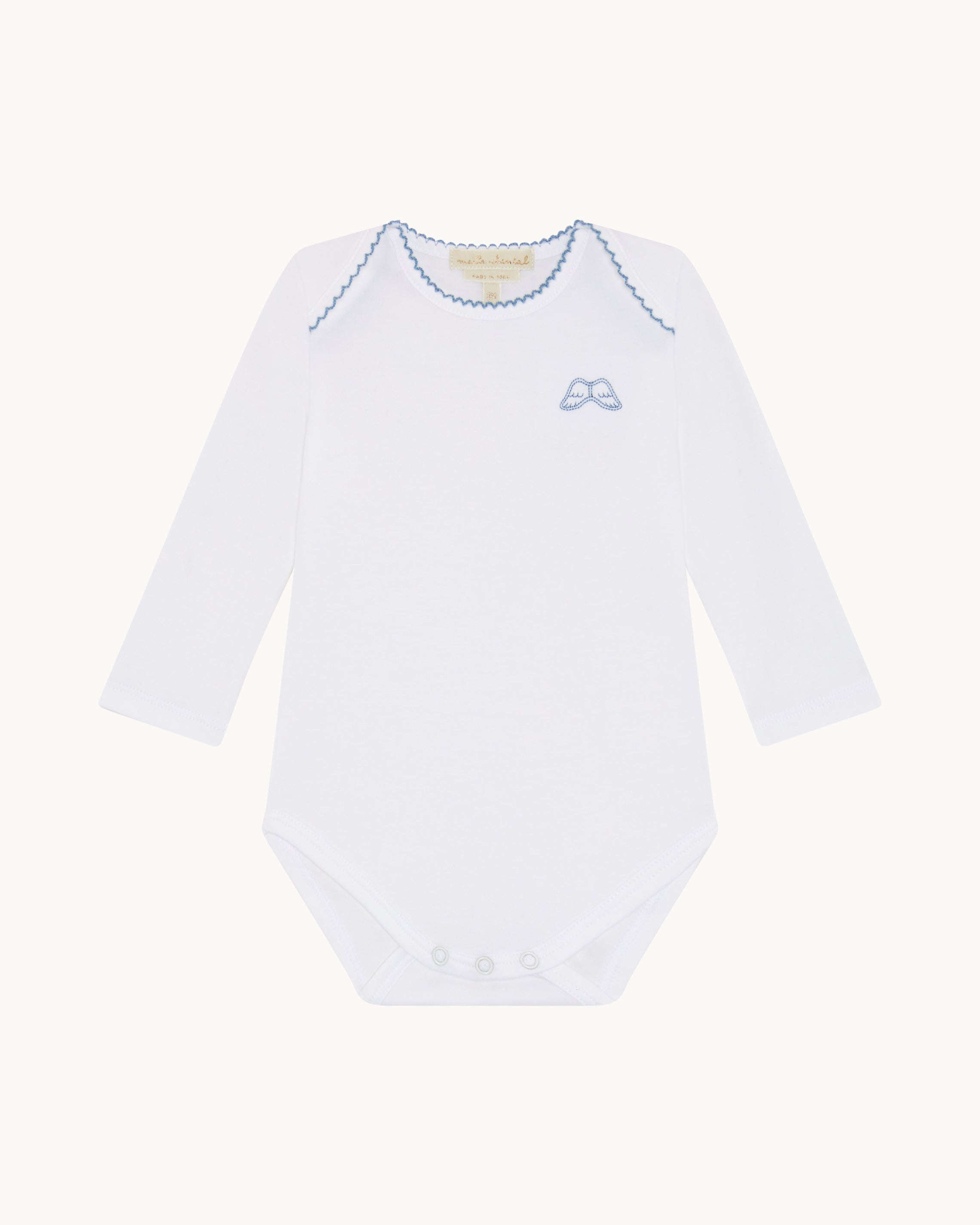 Set of 7 Angel Wing Picot Long Sleeve Onesies - Blue Fade