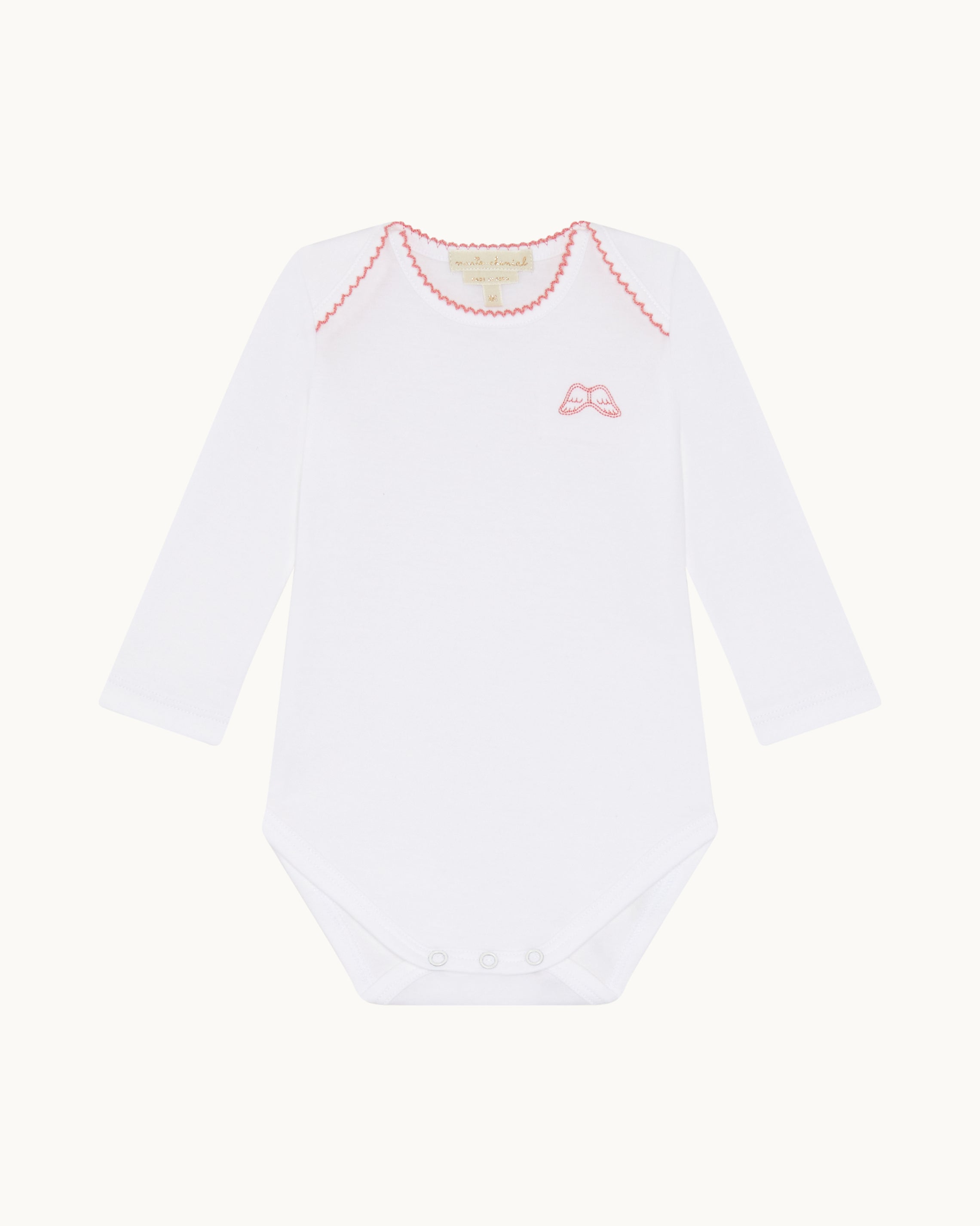Set of 7 Angel Wing Picot Long Sleeve Onesies - Pink Fade