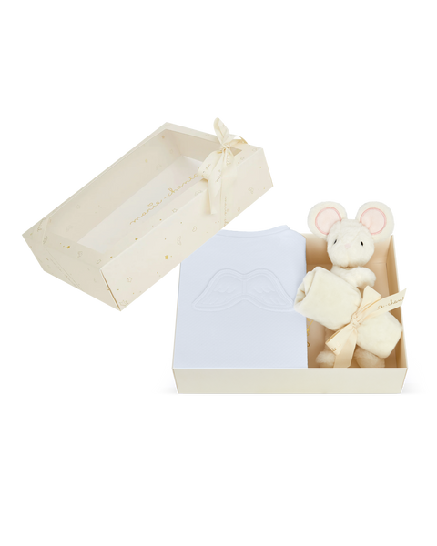 Sleep & Snuggle Pointelle Angel Wing Gift Set - Blue | Marie-Chantal