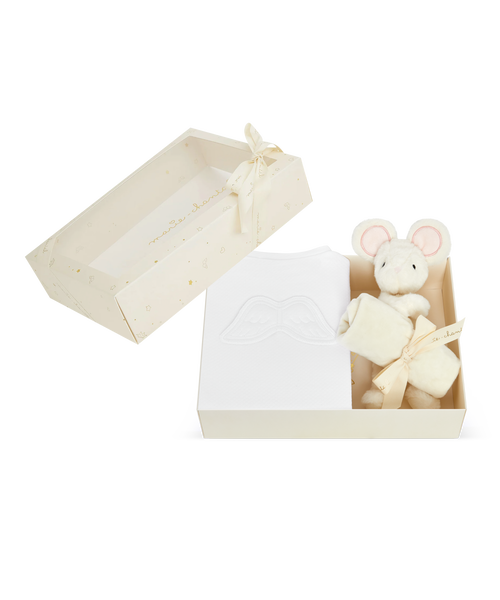 Sleep & Snuggle Pointelle Angel Wing Gift Set - White