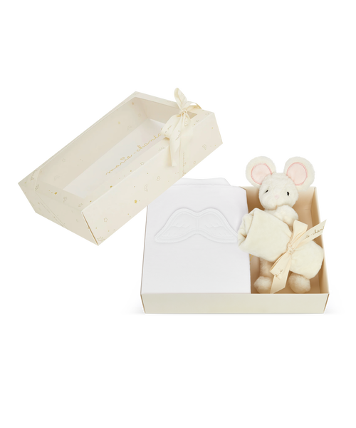 Sleep & Snuggle Velour Angel Wing Gift Set - White