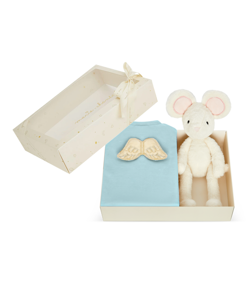 Sleep & Snuggle Velour Angel Wing Gift Set - Gold & Dusty Blue