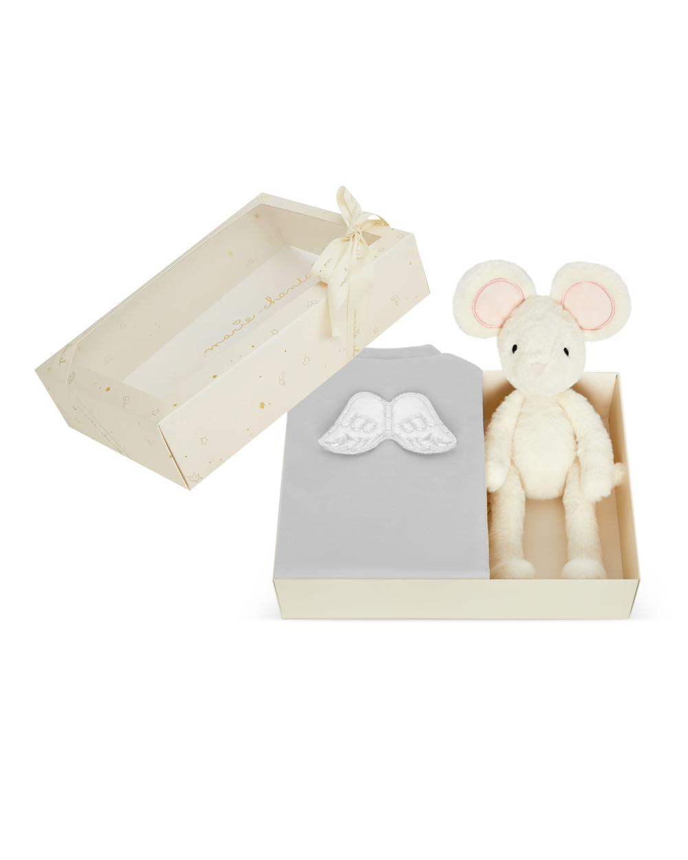 Sleep & Snuggle Velour Angel Wing Gift Set - Silver & Grey