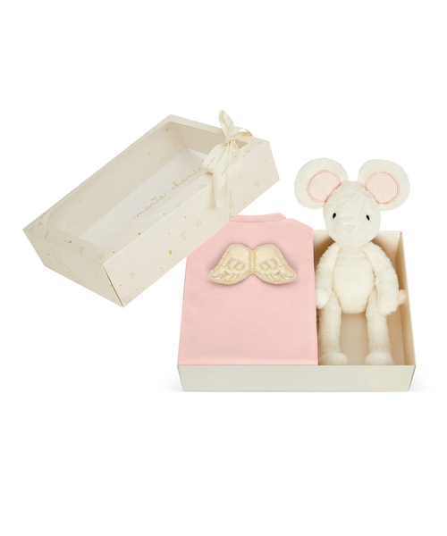 Sleep & Snuggle Velour Angel Wing Gift Set - Gold & Dusty Pink