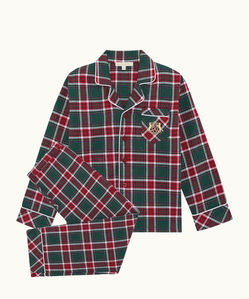 Charles Tartan Child Pyjama - Holly Green
