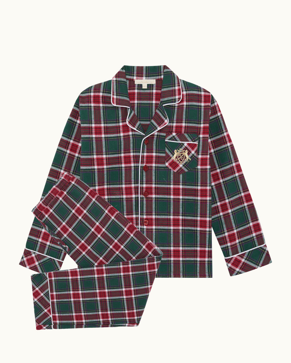 Charles Tartan Child Pyjama - Holly Green