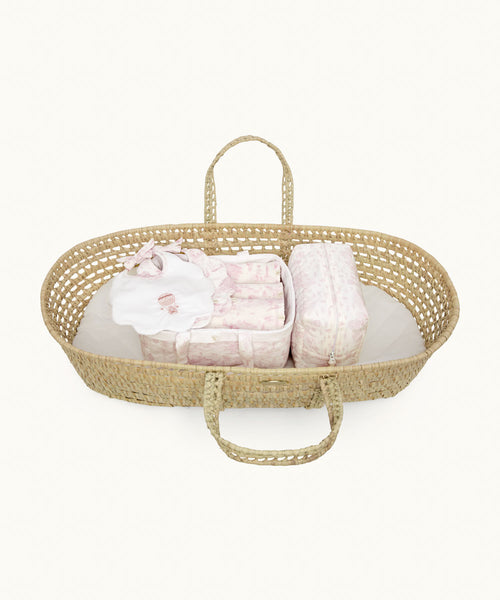 Toile De Jouy First Baby Basket Gift Set - Pink