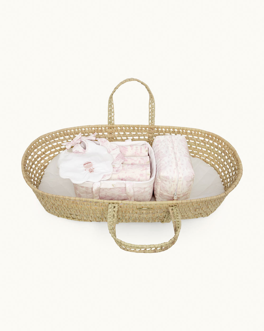 Toile De Jouy First Baby Basket Gift Set - Pink