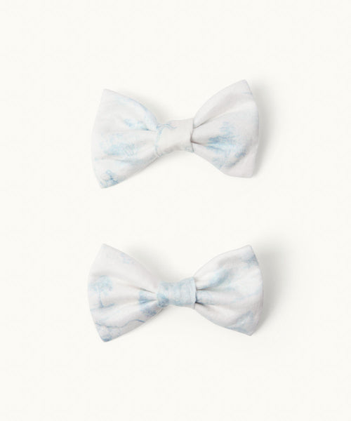 Dakota Toile De Jouy Hair Clips Two Pack - Blue