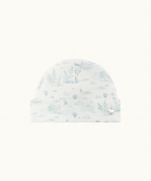 Delani Toile De Jouy Hat & Mittens Set - Blue