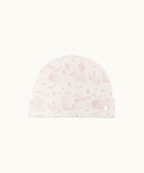 Delani Toile De Jouy Hat & Mittens Set - Pink