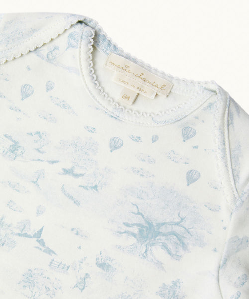 Dusty Toile De Jouy Two Pack Long Sleeve Onesies - Blue