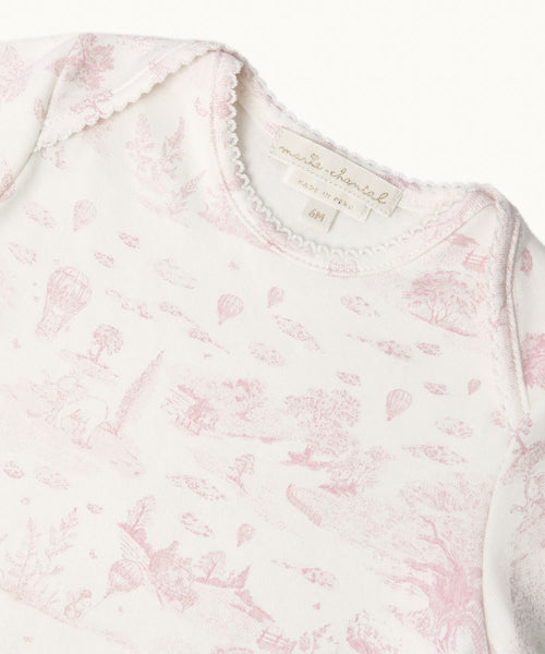 Dusty Toile De Jouy Two Pack Long Sleeve Onesies - Pink