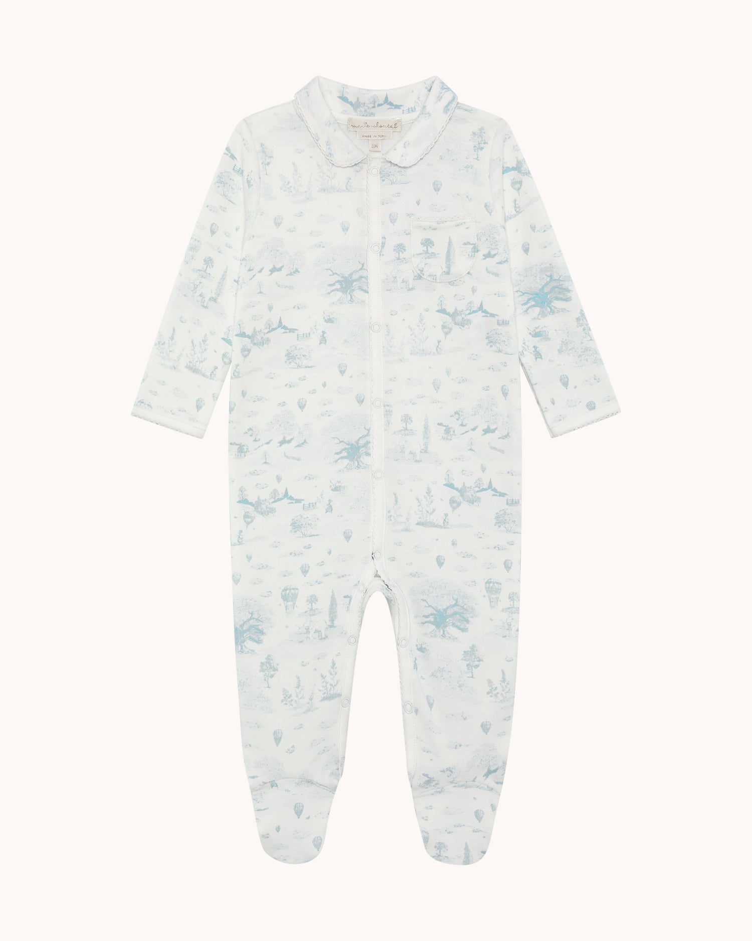Charles Toile De Jouy Sleepsuit - Blue