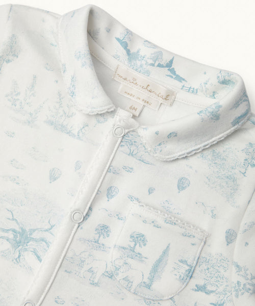 Charles Toile De Jouy Sleepsuit - Blue