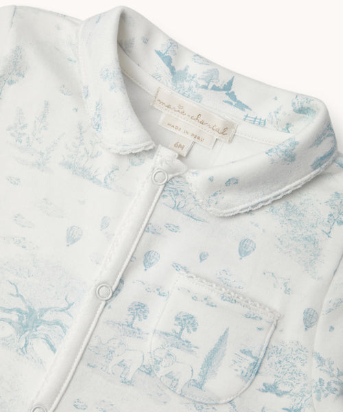 Charles Toile De Jouy Sleepsuit - Blue