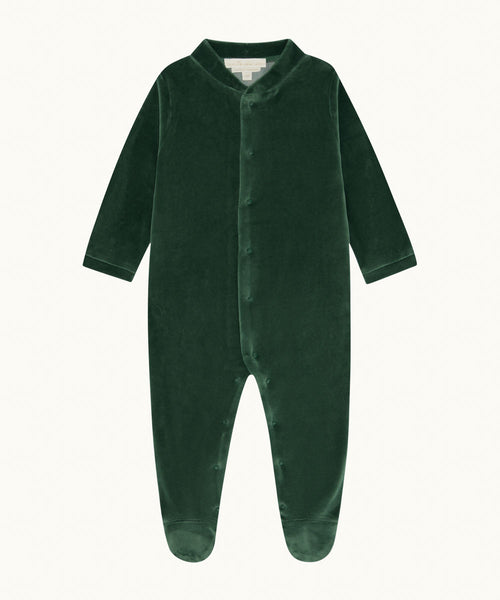 Velour Angel Wing™ Sleepsuit - Gold & Emerald Green