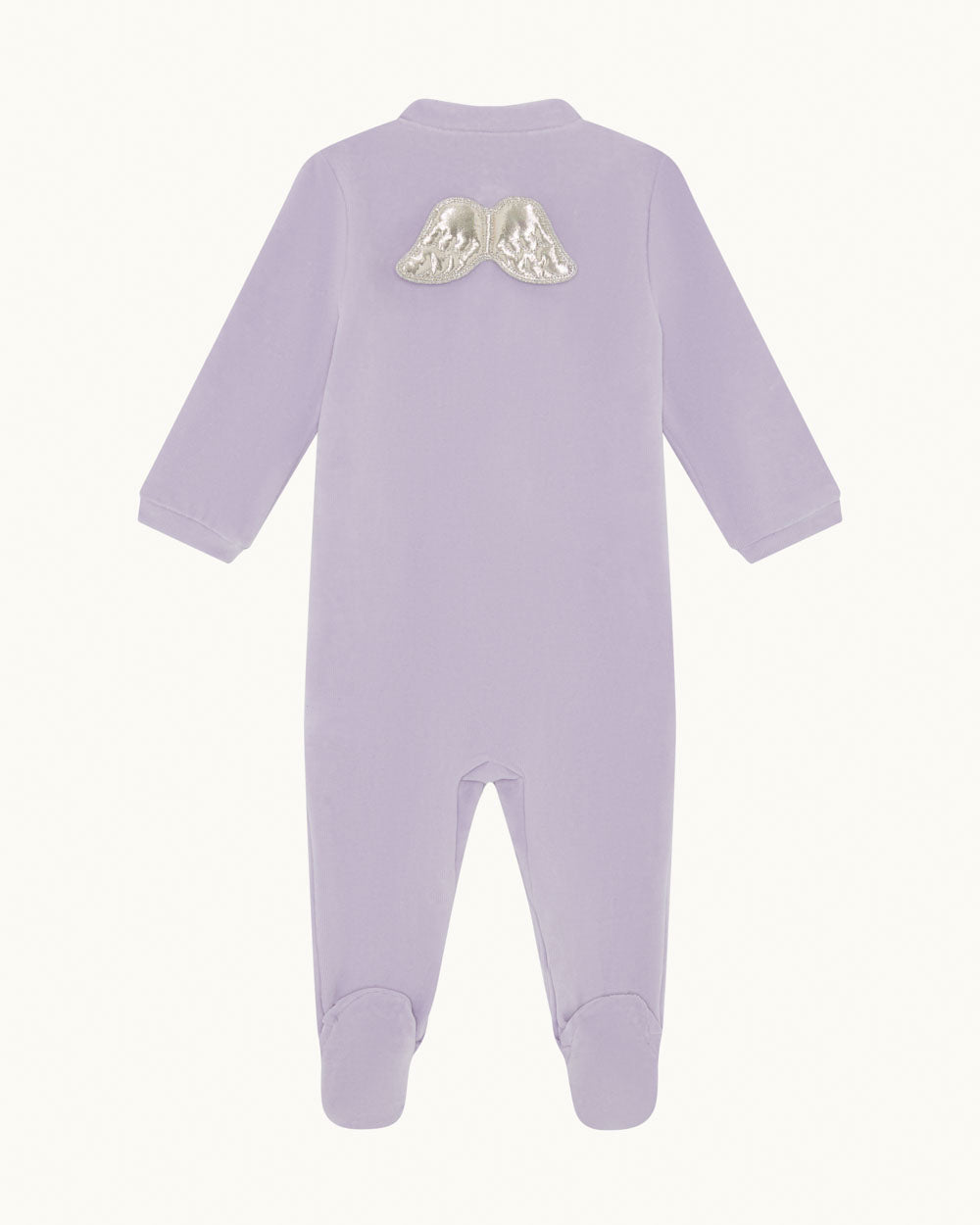Velour Angel Wing Sleepsuit - Silver & Lilac