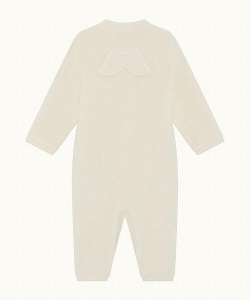 Velour Angel Wing™ Footless Sleepsuit - Cream