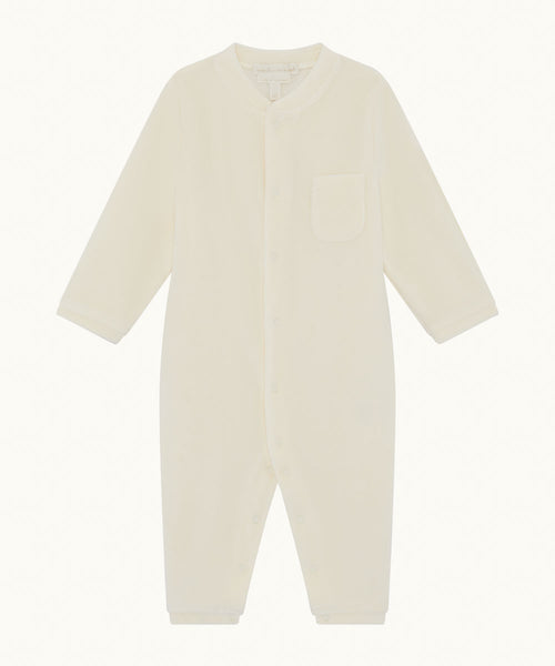 Velour Angel Wing™ Footless Sleepsuit - Cream