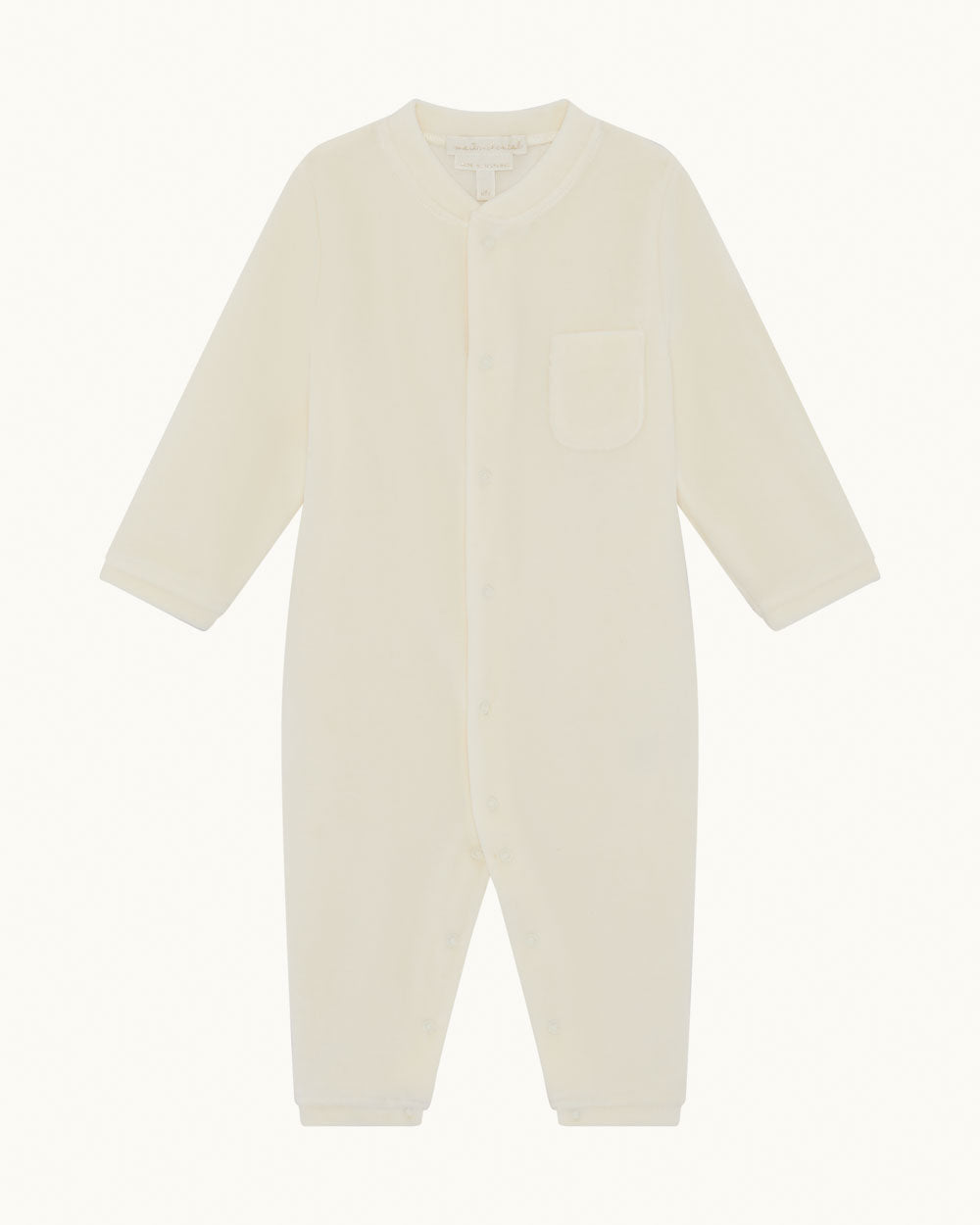 Velour Angel Wing™ Footless Sleepsuit - Cream